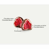 Franui Frozen Raspberries in white chocolate and milk chocolate (Gluten free) 150g