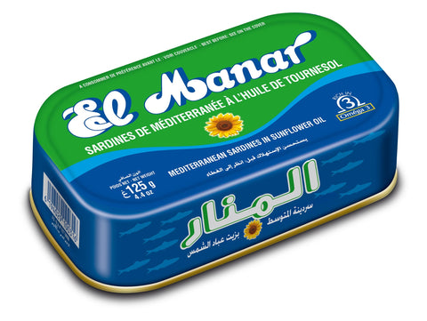 El Manar Mediterranean Sardines In Sunflower Oil 125g