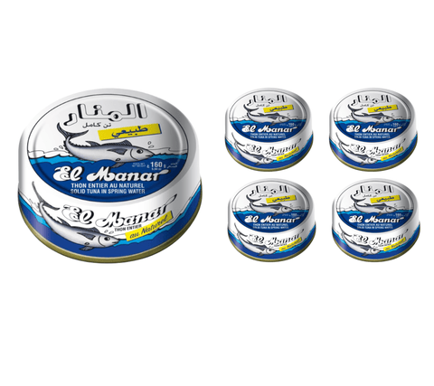 El Manar Solid tuna in spring water 160g Each (Pack of 4)