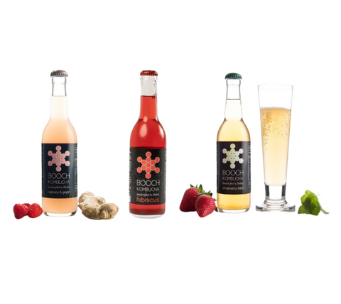 Booch Kombucha Hibiscus, Raspberry & Ginger, Strawberry Mint 300ml Each (Combo of 3)