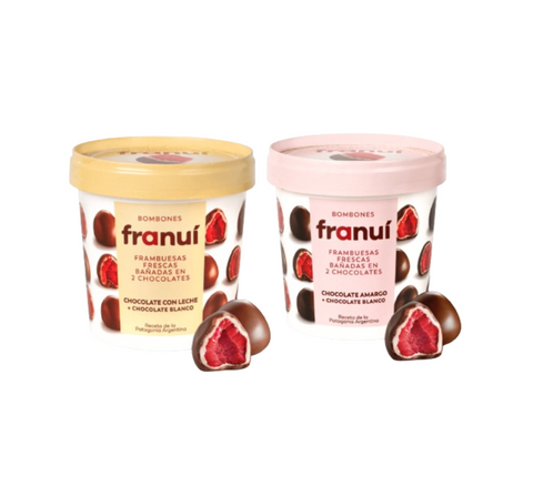 Franui Frozen Raspberries In White Chocolate And Dark Chocolate, Milk Chocolate (Gluten Free) Each 150g (Combo of 2)