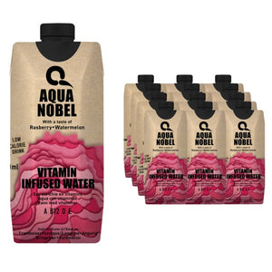 Aqua Nobel Vitamin Infused Water with Taste of Raspberry+ Watermelon 500ml - Case of 12