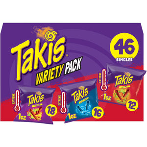 Takis Hot Chili Pepper, Habanero & lime, Pepper & Chili Variety Pack Rolled Tortilla Chips, 1 oz., 46 pk.