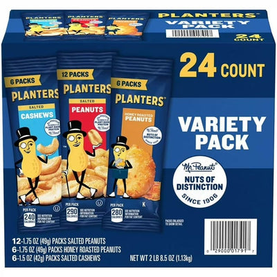 Planters Variety Pack Cashews & Peanuts, 49g (24 pk)