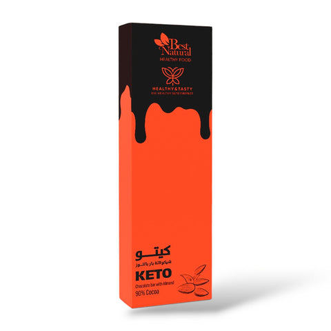 Healthy & Tasty Almond Keto Chocolate Bar 40gm with 90% Cocoa No Added Sugar, Gluten Free, Non Gmo, Soy Free, 13.836gm Protein 193.25 Kcal, 40gm