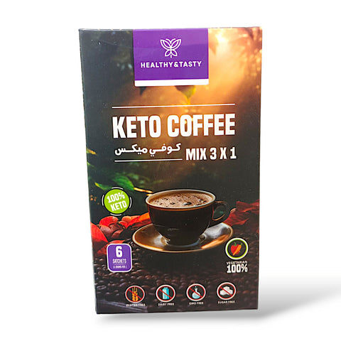 Healthy & Tasty Keto Coffee 66gm Instant 3x1 Sugar Free, Gluten Free, GMO Free, Dairy Free (6 sachets x 11g)
