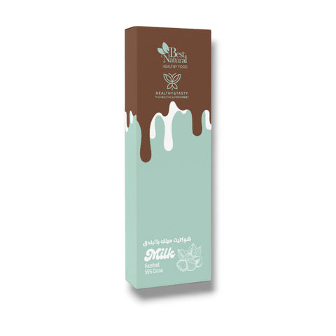 Healthy & Tasty Hazelnut Milk Chocolate Bar with 55% Cocoa, No Added Sugar, Gluten Free, Non Gmo, Soy Free, 6.04gm Protein 202.84 Kcal, 40gm