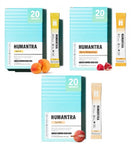 Humantra 3 Flavors Bundle Apricot, Berry Pomegranate, Lychee Electrolyte Hydration Pack – Zero Sugar, 20 Servings, 72g Each 60 Count (Pack of 3)
