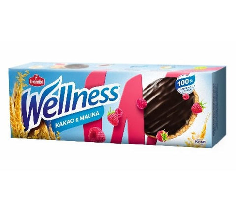Bambi Wellnss Cocoa Coated Wholewheat Biscuit with Raspnerry 150 G - QualityFood