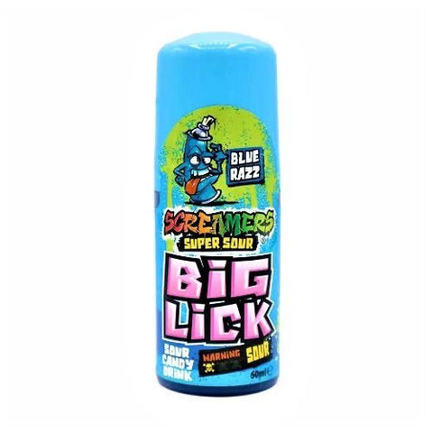 Blue Razz Screamers Big Lick Sour Candy Drink (60ml) - QualityFood