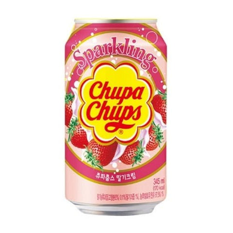 Chupa Chups Strawberry Milk Sparking Soda, 345 ml - QualityFood