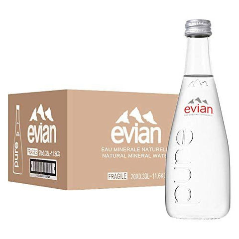 Evian Mineral Water Glass Bottles 330ml x 20Pcs Case - QualityFood