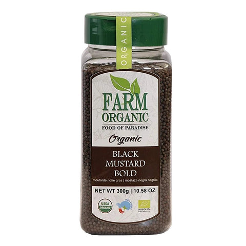 Farm Organic Gluten Free Black Mustard Seeds (Bold) - 300 g - QualityFood