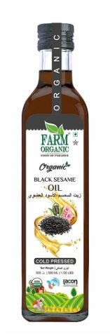 Farm Organic Gluten Free Black Sesame Oil (Cold Pressed) 500 ml - QualityFood