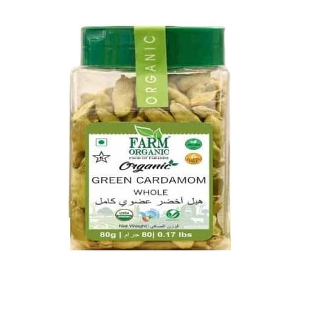 Farm Organic Gluten Free Green Cardamom Whole - 80 g (0.17 lbs) - QualityFood