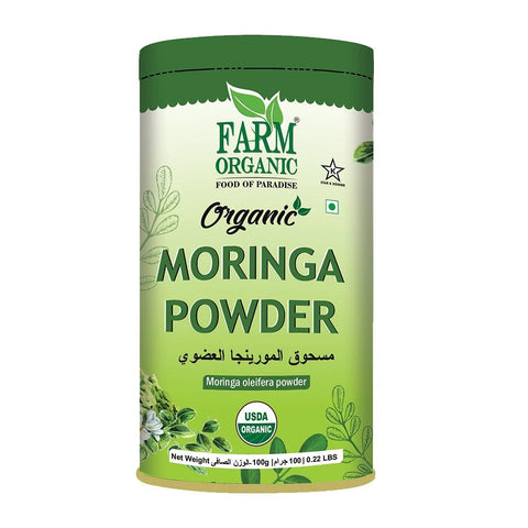Farm Organic Gluten Free Moringa Powder - 100g - QualityFood