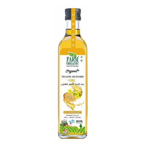 Farm Organic Gluten Free Yellow Mustard Oil - 500 ml - QualityFood