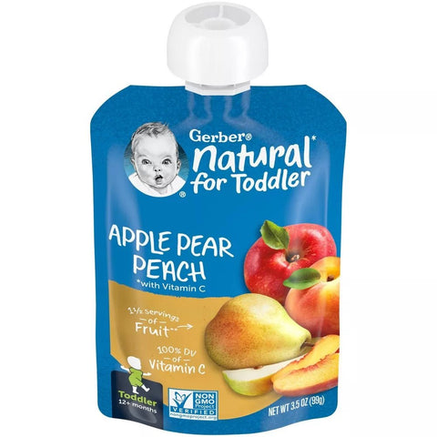 Gerber Toddler Apple Pear Peach, 99g - QualityFood