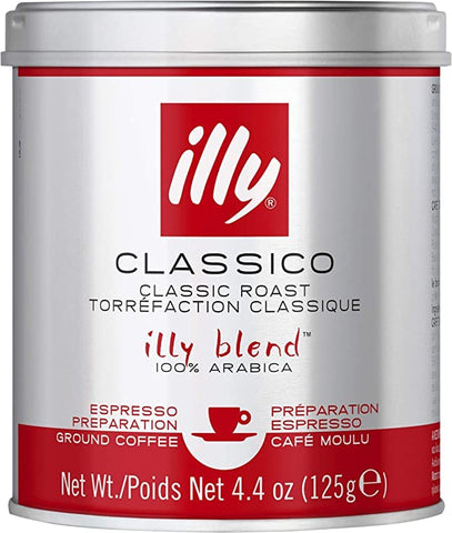 Illy Arabica Coffee Blend Medium Roast Classico Ground Espresso 125g - QualityFood