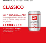 illy Classico Whole Bean Coffee, Medium Roast, Classic Roast with Notes 100% Arabica Coffee 250g - QualityFood