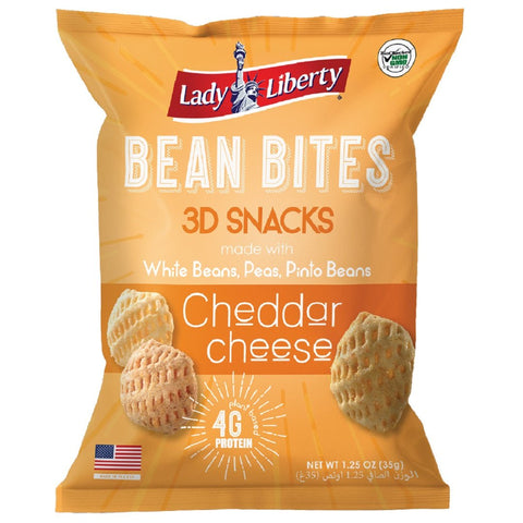 Lady Liberty Bean Bites, Cheddar Cheese, Non-GMO, Plant-Based Protein, 35g - QualityFood