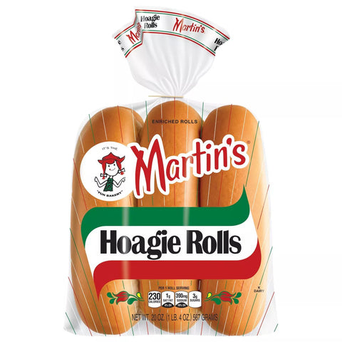Martin's Plain Hoagie Rolls 567g - 6 Rolls - Frozen - QualityFood