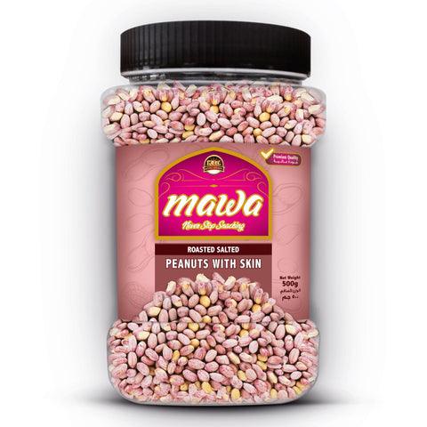 Mawa Roasted Salted Peanuts with Skin (Plastic Jar) 500g - QualityFood