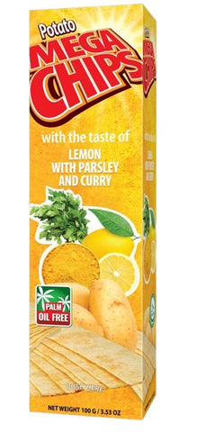 Mega Potao Chips with the Taste of Lemon with Parsley and Curry 100g - QualityFood