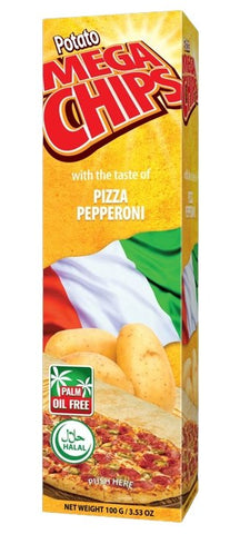 Mega Potao Chips with the Taste of Pepperoni Pizza 100g - QualityFood