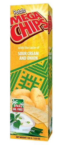 Mega Potao Chips with the Taste of Sour Cream and Onion 100g - QualityFood