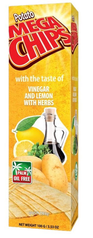 Mega Potao Chips with the Taste of Vinegar and Lemon with Herbs 100g - QualityFood