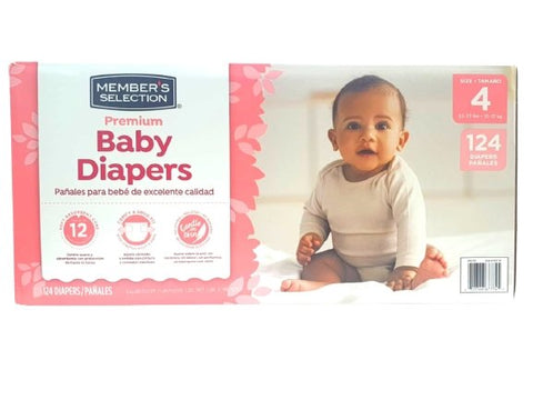 Member's Selection Premium Baby Diapers Size 4 (124 Pcs) - QualityFood