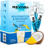 Revival Rapid Rehydration, Electrolytes Powder - High Strength Vitamin C, B1, B3, B5, B12 Supplement Sachet Drink, Effervescent Electrolyte Hydration Tablets - 30 Pack Pina Colada - QualityFood