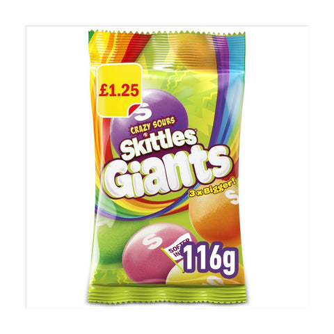 Skittles Giants Crazy Sours Candy 116g - QualityFood