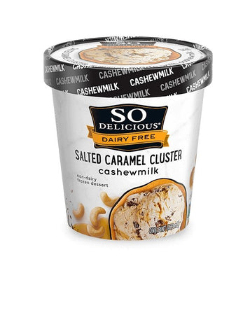 So Delicious, Dairy-Free Salted Caramel Cluster Cashewmilk Frozen Dessert 473ml - QualityFood