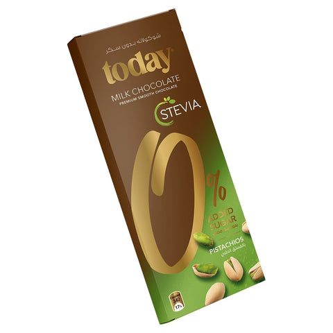 Stevia Milk Chocolate with Pistachio Zero Added Sugar 65g - QualityFood