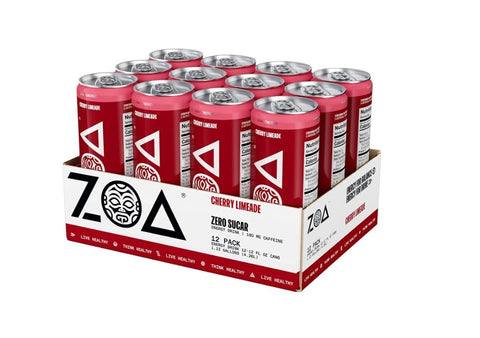 ZOA Zero Sugar Energy Drinks - Healthy Energy Formula with Vitamins, Electrolytes, Antioxidants, 160mg of Natural Caffeine - Cherry Limeade, 12 Ounce (Pack of 12) - QualityFood