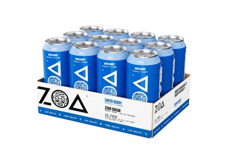 ZOA Zero Sugar Energy Drinks - Healthy Energy Formula with Vitamins, Electrolytes, Antioxidants, 160mg of Natural Caffeine - Super Berry, 12 Ounce (Pack of 12) - QualityFood