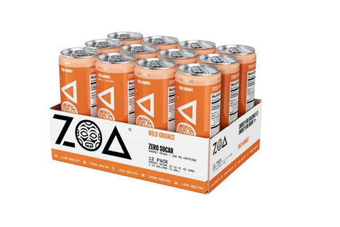 ZOA Zero Sugar Energy Drinks - Healthy Energy Formula with Vitamins, Electrolytes, Antioxidants, 160mg of Natural Caffeine - Wild Orange, 12 Ounce (Pack of 12) - QualityFood
