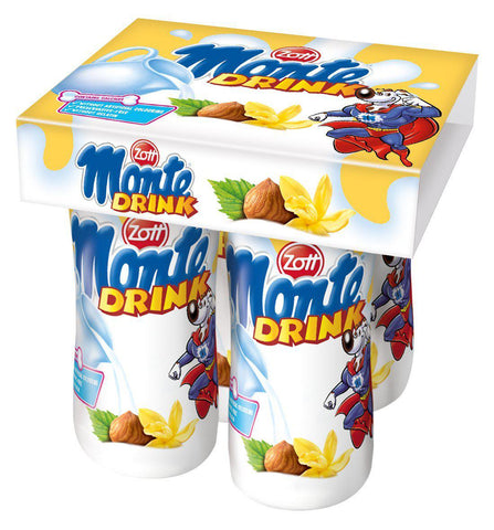 Zott Monte Milk Drink w/ Vanilla & Hazelnut 4 x 95ml - QualityFood